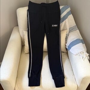 Zumba Fitness Black Jogger leggings with White Stripes